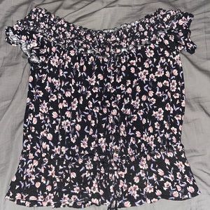Flower print off the shoulder top